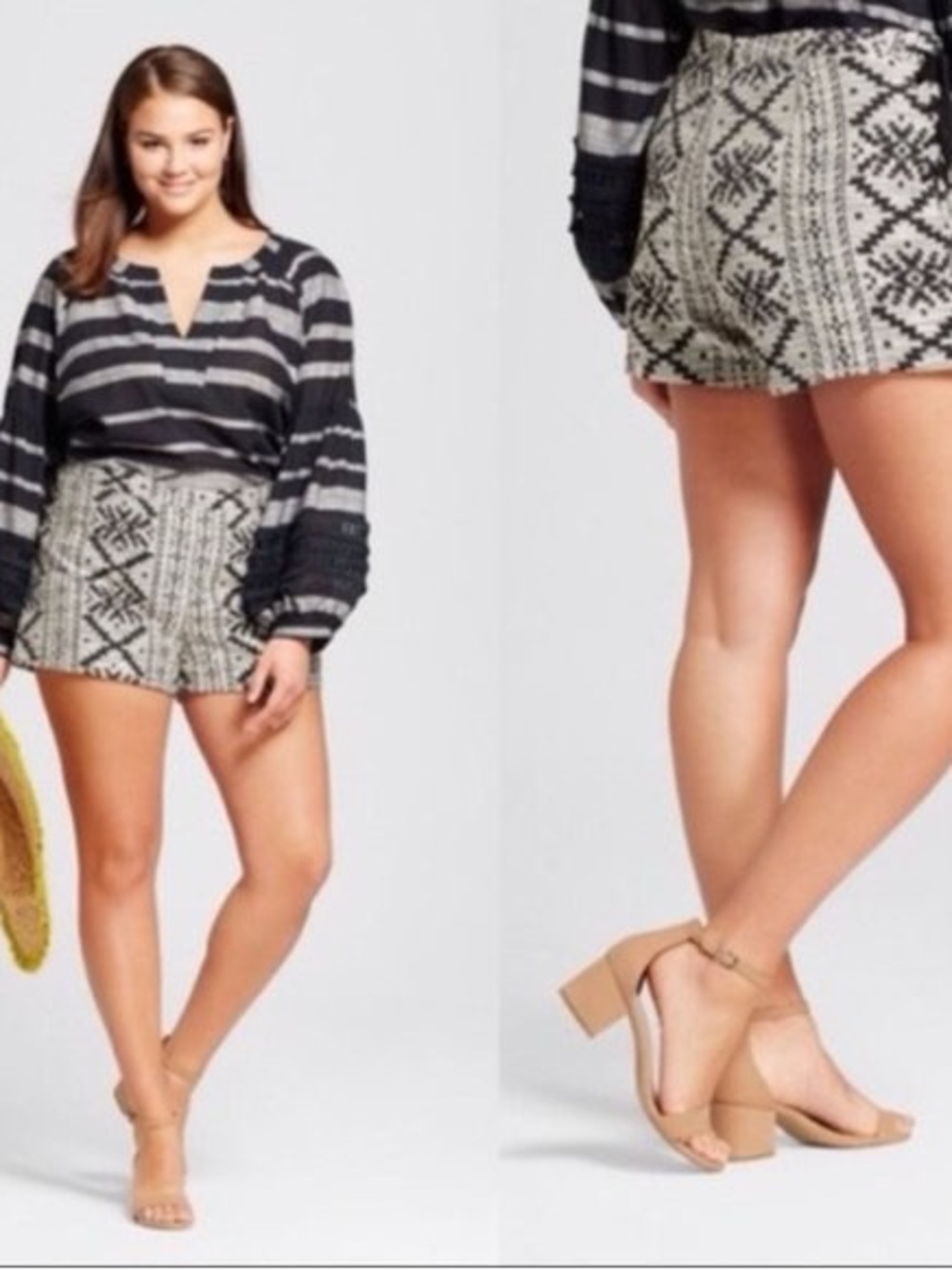 WHO WHAT WHERE Geometric Tribal Print tie up shorts 16
